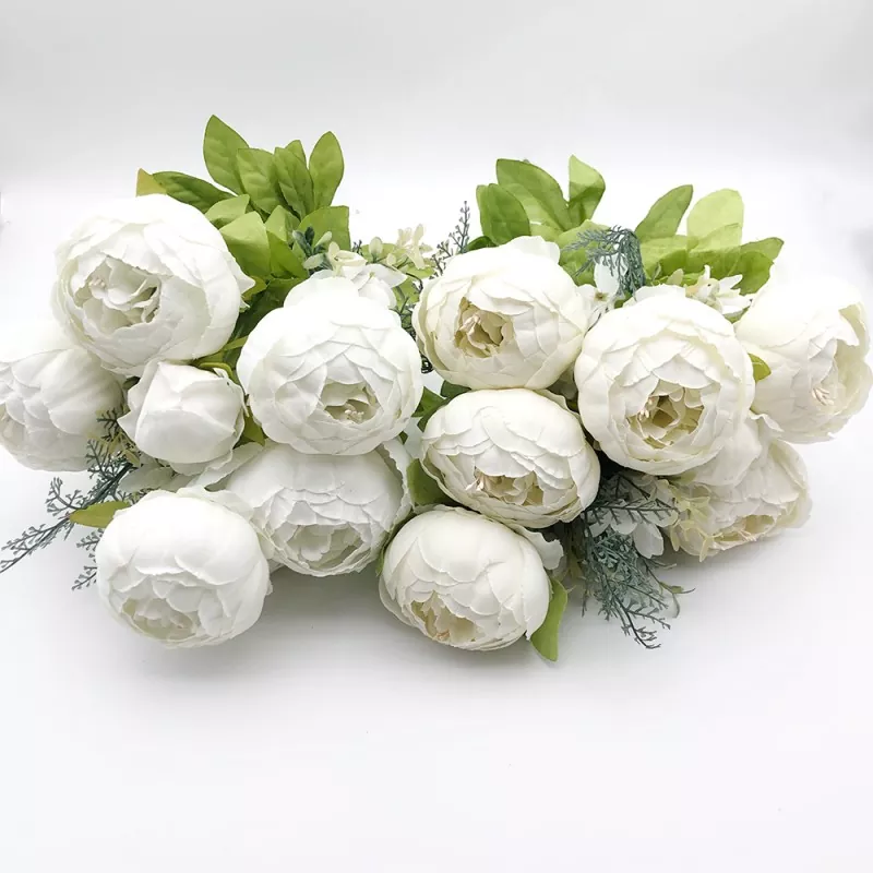 13 hoveder silke kunstig peony buket