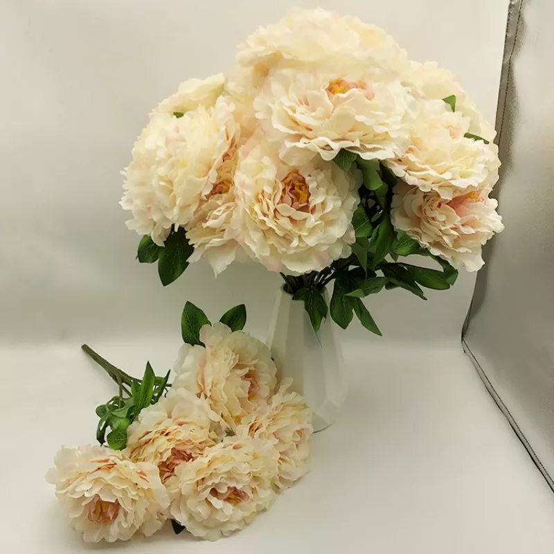 5 hoveder kunstig peony buket