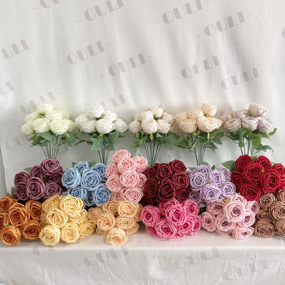 9 hoveder kunstig rosebuket