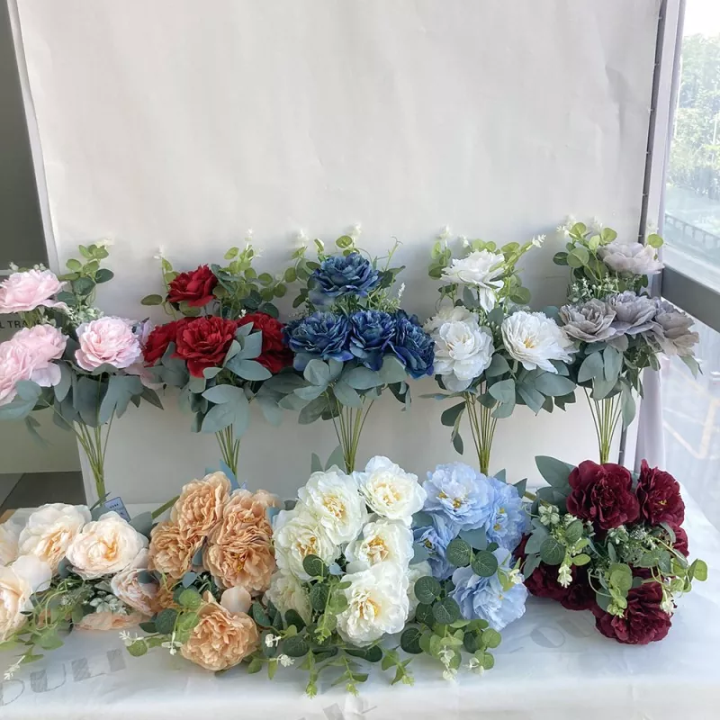 Eucalyptus forlader falske peony -buket
