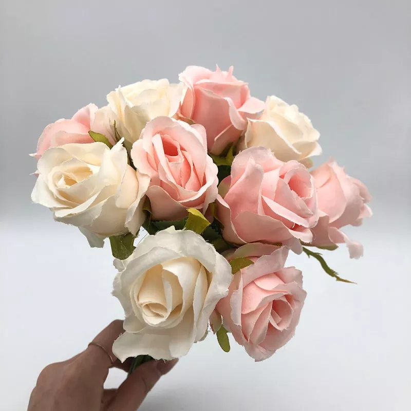 silk red rose bridal bouquet with green accents